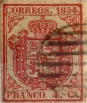 Stamps Spain -  Scott#25 4 cuartos 1854