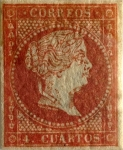 Stamps : Europe : Spain :  4 cuartos 1856