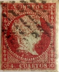 Stamps : Europe : Spain :  4 cuartos 1855