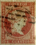 Stamps : Europe : Spain :  4 cuartos 1855