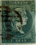 Stamps : Europe : Spain :  1 real 1855