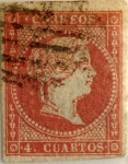 Stamps : Europe : Spain :  4 cuartos 1856