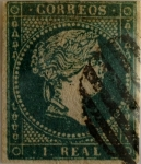 Stamps : Europe : Spain :  1 real 1856