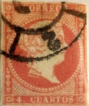 Stamps : Europe : Spain :  4 cuartos 1856-59