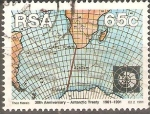 Stamps : Africa : South_Africa :  30th.  ANIVERSARIO  DEL  TRATADO  ANTÀRTICO.  MAPA  METEOROLÒGICO.