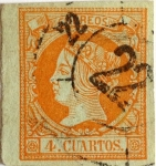Stamps : Europe : Spain :  4 cuartos 1860