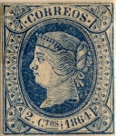 Stamps : Europe : Spain :  2 cuartos 1864