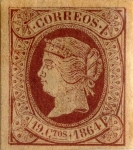 Stamps : Europe : Spain :  19 cuartos 1864