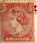 Stamps : Europe : Spain :  2 cuartos 1866