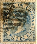 Stamps : Europe : Spain :  25 milésimos 1868-69