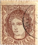 Sellos del Mundo : Europe : Spain : 200 milésimos de escudo 1870