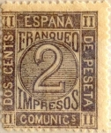 Stamps Spain -  2 céntimos 1872