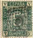 Stamps Spain -  5 céntimos 1872