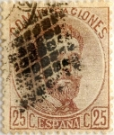 Stamps Spain -  25 céntimos 1872-73