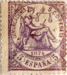 Sellos de Europa - Espa�a -  5 centímos 1874