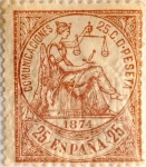 Stamps Spain -  25 céntimos 1874