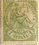 Sellos de Europa - Espa�a -  1 peseta 1874