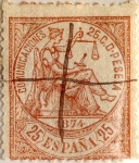 Stamps Spain -  25 céntimos 1874