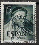 Sellos del Mundo : Europa : Espaa : ESPAÑA SEGUNDO CENTENARIO USD Nº 1073 (0) 15C VERDE OSCURO LITERATOS.