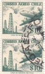 Stamps Chile -  Cuatrimotor sobre volando pozos de petróleo