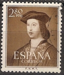 Stamps Spain -  ESPAÑA SEGUNDO CENTENARIO USD Nº 111O (0) 2,8P CASTAÑO FERNANDO EL CATOLICO.