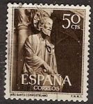 Sellos del Mundo : Europa : Espaa : ESPAÑA SEGUNDO CENTENARIO USD 1130 (0) 50 C CASTAÑO OSCURO AÑO COMPOSTELANO