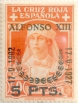 Stamps Spain -  5 pesetas sobre 50 céntimos 1927