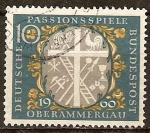 Stamps Germany -  Pasión en Oberammergau. Cruz y los instrumentos de tortura.