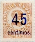 Stamps Spain -  45 céntimos sobre 2 céntimos 1938