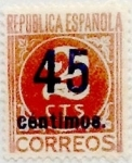 Stamps Spain -  45 céntimos sobre 2 céntimos 1938