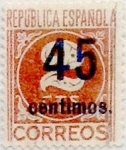 Sellos de Europa - Espa�a -  45 céntimos sobre 2 céntimos 1938