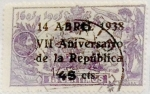 Stamps Spain -  45 céntimos sobre 15 céntimos 1938