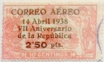 Stamps Spain -  2,5 pesetas sobre 10 céntimos 1938
