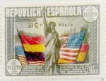 Stamps Spain -  +5 pesetas sobre 1 peseta 1938