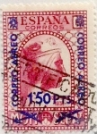 Stamps Spain -  1,5 pesetas sobre 25 céntimos 1938