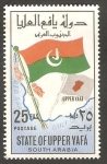 Sellos de Asia - Yemen -  Estado de Upper Yafá (Arabia del Sur) - Bandera y mapa