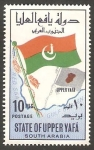 Sellos de Asia - Yemen -  Estado de Upper Yafá (Arabia del Sur) - Bandera y mapa