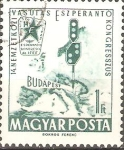 Stamps Hungary -  MAPA  DE  EUROPA,  SEÑALES  FERROVIARIAS  Y  EMBLEMA.
