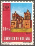 Stamps : America : Bolivia :  EMBLEMA  DE  EXFILIMA  Y  PINTURA  DE  LA  IGLESIA  SICA  SICA  DE  F.  ÀVILA.