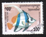 Stamps Cambodia -  Heniochus acuminatus