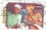 Sellos de Africa - Zambia -  Mahatma Gandhi y Nehru