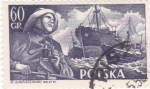 Stamps Poland -  Pescador y barcos pesqueros