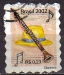 Stamps : America : Brazil :  BRASIL 2002 Michel 3250 SELLO INSTRUMENTOS MUSICALES CLARINETE