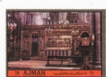 Stamps United Arab Emirates -  Abadía de Westminster- altar(marco marrón oscuro)