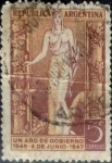 Stamps Argentina -  Intercambio daxc 0,20 usd 5 centavos 1947