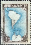 Stamps Argentina -  Intercambio 0,20 usd 1 peso 1951