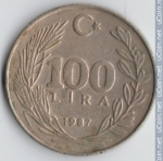 monedas del Mundo : Asia : Turqu�a :  100 Liras