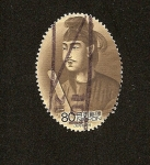 Stamps : Asia : Japan :  Músico - Samurai ?-  (sello ovalado)