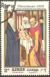 Stamps United Arab Emirates -  PINTURA.  PRESENTACIÒN  DEL  NIÑO  JESUS  EN  EL  TEMPLO  POR  MEMLING.