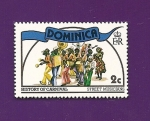 Stamps : America : Dominica :  Historia del Carnaval - músicos callejeros